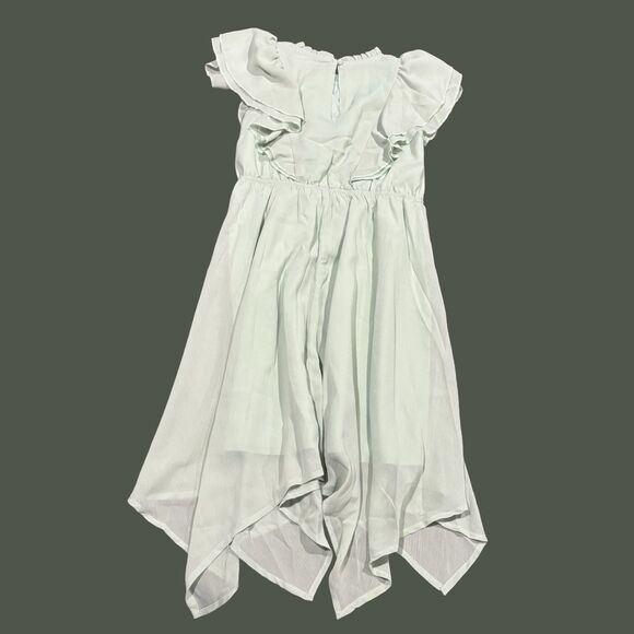 Grace Karin Mint Green Flutter Sleeve Handkerchief Hem Dress Girls 7 NWT - Picture 2 of 6